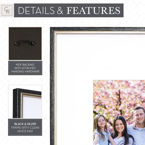 Gallery Wall Frame Set, 8 Piece, 16x20 and 16x16 Inch Matted Frames, Black and Silver - color: Black
