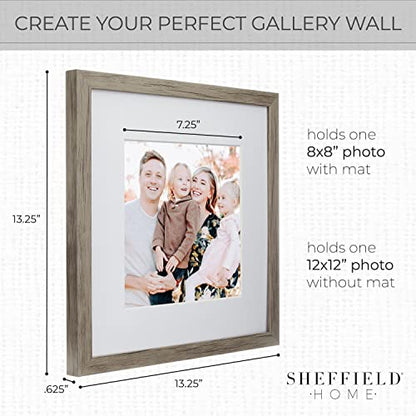 Sheffield Home 9 Piece Gallery Wall Frame Set, 12x12 Inch, Natural - color: Natural, size: 12x12 Inch