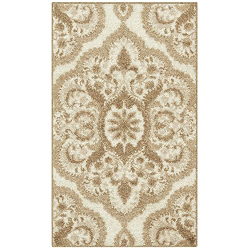 Maples Rugs Vivian Medallion Area Rug – Made in USA – Washable, Non-Slip Indoor Carpet for Kitchen, Entryway, and Living Room, 1'8 x 2'10, Beige - color: Beige, size: 1'8" x 2'10" (Rectangular)