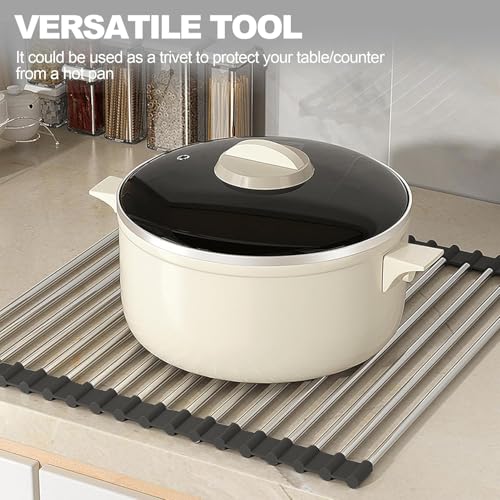 NEZUIBAN Dish Drying Rack with Roll Up and Over Sink for Kitchen,20.5"x13.8",Black - size: 20.5"x13.8"