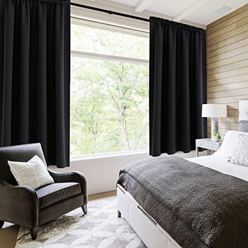 DWCN Blackout Curtains for Bedroom Living Room 52 x 54 Inch Long Black | 2 Panels Set, Room Darkening, Thermal Insulated, Light Blocking, Rod Pocket Drapes, Noise Reducing Window Treatments - color: Black, size: 52"W x 54"L (Pack of 2)