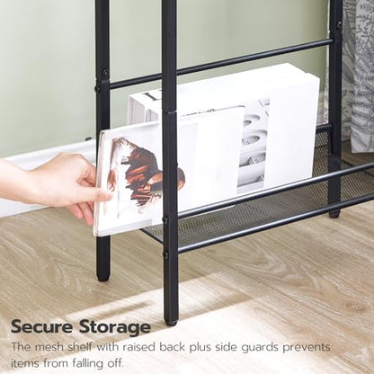 HOOBRO Small Narrow Side Table with Charging Station, Skinny End Table for Small Spaces, Slim Nightstand with USB Ports Outlet, Sofa Beside Table with Storage Shelf, Black BB102UBZ01 - color: Black