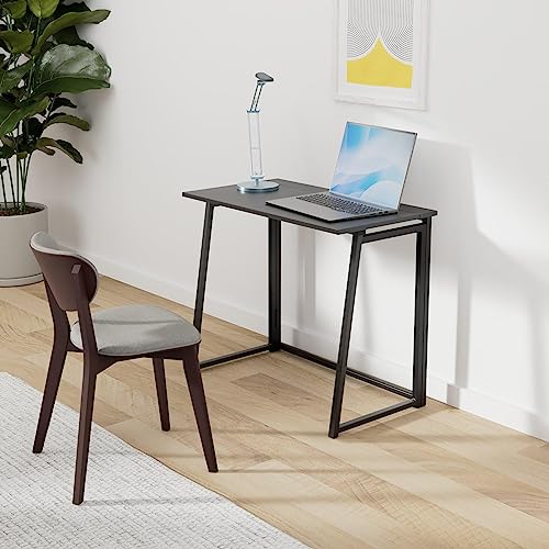 Best Choice Products 31.5in Folding Drop Leaf Desk Table, Computer Workstation for Home Office w/Wood Table Top, Back Shelf, Portable, Space Saving - Black/Black