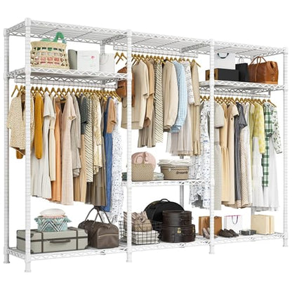 Raybee Clothes Rack Heavy Duty Load 795LBS Adjustable Clothing Racks for Hanging Clothes Garment Rack, 56" W X16 D X 75.5" H White - color: White, size: 56" W x 16" D x 75.5" H