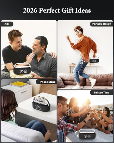 COLSUR Bluetooth Speaker with Wireless Charger, FM Radio, Dimmable LED Night Light, Stereo Sound Dual Wireless Speakers, 2500mAh Portable Speaker for Home Decoration, Bedroom, Office, Gift | FM Radio, Adjustable LED Night Light, 6 in 1 Bedroom Portable Sp