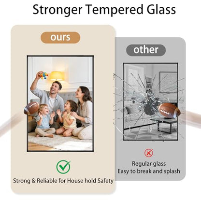48x30 Black Bathroom Mirrors for Over Sink, Wall Mounted Bathroom Vanity Mirror, HD Distortion-Free Tempered Glass, Anti-Rust Brushed Matte Aluminum Alloy Frame, Horizontal or Vertical Hanging - size: 48"L x 30"W