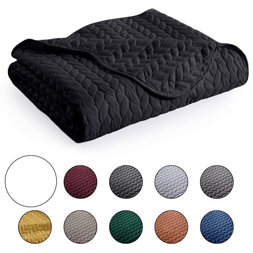 MOONLIGHT20015 Queen Quilt Bedding Set (90" x 96") - Bulk Pack of 10 Wholesale for Hotels, Guest Bedroom & Airbnbs - Lightweight Microfiber Reversible Embossed Quilts Bedspreads (Black) - color: Black, size: Queen (10 Pack)