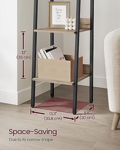 VASAGLE Bookshelf, 5-Tier Narrow Book Shelf, 11.8 x 13.3 x 66.9 Inches, Ladder Shelf for Home Office, Living Room, Bedroom, Kitchen, Camel Brown and Ink Black ULLS109B50V2 - color: Camel Brown + Ink Black, size: 5 Tiers (13.3"W), style: With back panels