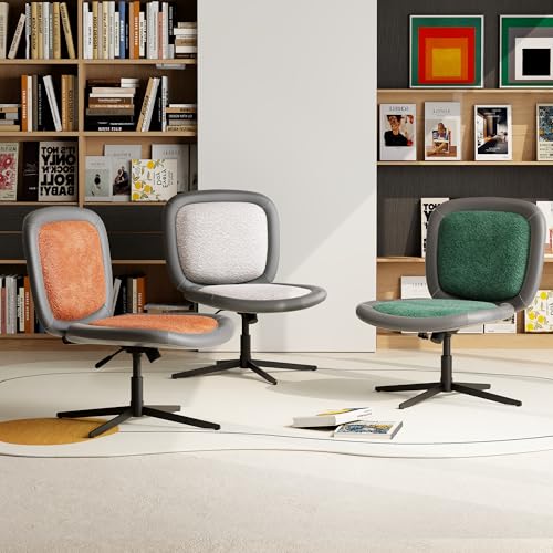 Nordic Armless Ergonomic Office Chair with Wheels, Diamond Tufted PU Leather Computer Chair, Adjustable Height Desk Chair with Solid Wood Back for Small Home Office (No Wheels-Green) - color: No Wheels-green