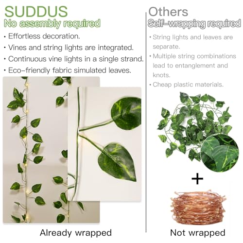 Solar Pothos String Lights, 33Ft 100LED Vines with Lights Warm White - color: Pothos, size: 33Ft*1pack