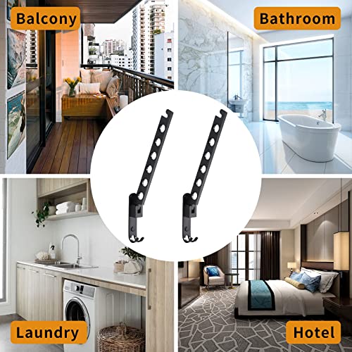 JOOM Wall Mounted Clothes Drying Rack, Black, 2 Pack | Folding Clothes Hanger for Laundry Room, Retractable wall hanger folds flat, saves space in closets, bathrooms, Small Spaces - size: Two pack