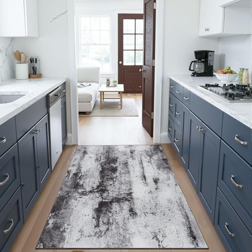 Toneed Abstract Area Rug Modern Washable Rug Soft Non Slip Rug Low Pile for Bedroom Living Room Dining Room Slate Grey 3x5 Feet - color: Slate Grey, size: 3' x 5' (Rectangular)