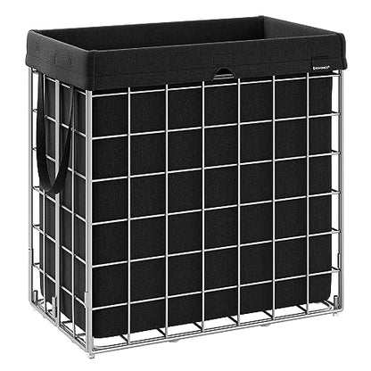 SONGMICS Laundry Hamper, Collapsible, 29 Gal. (110L) | Laundry Basket, Clothes Hamper, Black and Silver, STOUT Collection ULCB111B01 - color: Silver + Classic Black, size: 110 L