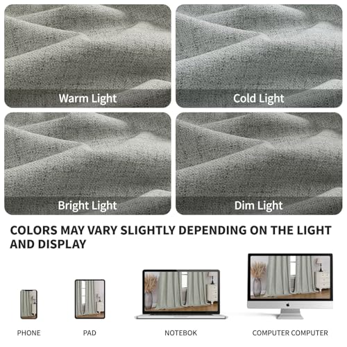 CUCRAF 100% Blackout Window Curtains 54 inches Long 2 Panels Set, Faux Linen Look Thermal Insulated Grommet Drapes, Room Darkening Curtain for Bedroom Living Room(W52 x L54 Inch, Grey Green) - color: Grey Green, size: 52"W x 54"L (Pack of 2)