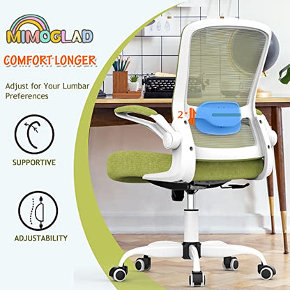 Mimoglad Ergonomic High Back Mesh Office Chair, Adjustable Lumbar Support, Thickened Seat Cushion (Modern, Green Pear) - color: Green Pear