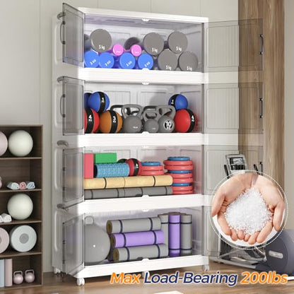 120Gal Extra Large Stackable Storage Bins with Lid, 480QT Foldable Collapsible Storage Box with Doors and Wheels, Plastic Closet Organizers Container Drawer for Bedroom Dorm Kitchen, 3Pack - size: 40Gal-3Pack