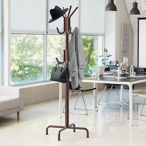 Simple Houseware Standing Coat/Hat Hanger Organizer Rack, 12 Hooks, Bronze | For Entryway, Bedroom, and Hallway - color: Bronze