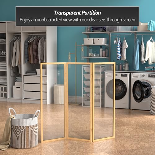 4 ft. Short Clear Plastic Partition Natural 3 Panel - color: Natural, size: 3 Panel