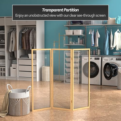 4 ft. Short Clear Plastic Partition Natural 3 Panel - color: Natural, size: 3 Panel