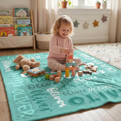 Personalized Blanket with Name, Custom Name Blanket Gifts for Kids Adults Boys Girls Teen, Soft Customized Fleece Flannel Throw for Bedroom Living Room, Birthday Christmas - color: Tiffany