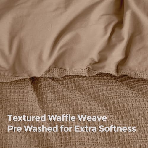 Dreamology Waffle Weave Duvet Cover Queen, Queen Bedding Set, 100% Cotton | Waffle Duvet Cover with Zipper Closure, Soft Textured & Breathable,Duvet Cover Queen 3 Pieces (Camel Brown) - color: Camel Brown, size: Queen