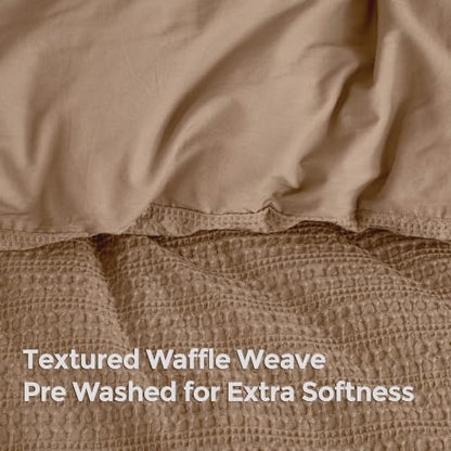 Dreamology Waffle Duvet Cover King,100% Cotton Waffle,Bedding Duvet Cover | Duvet Cover Set with Zipper Closure, Soft Textured & Breathable Duvet Cover,King Duvet Cover Set 3 Pieces (Camel Brown) - color: Camel Brown, size: King