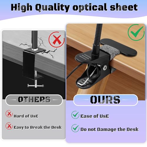 10X Magnifying Glass with Light Clip on Mganifier with 48 LED Lights | Desk Magnifying Glass wtih Clamp, 3 Modes Dimmable Magnifying LED Lamps for Bed Work Crafts DIY