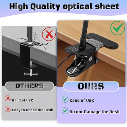 10X Magnifying Glass with Light Clip on Mganifier with 48 LED Lights | Desk Magnifying Glass wtih Clamp, 3 Modes Dimmable Magnifying LED Lamps for Bed Work Crafts DIY