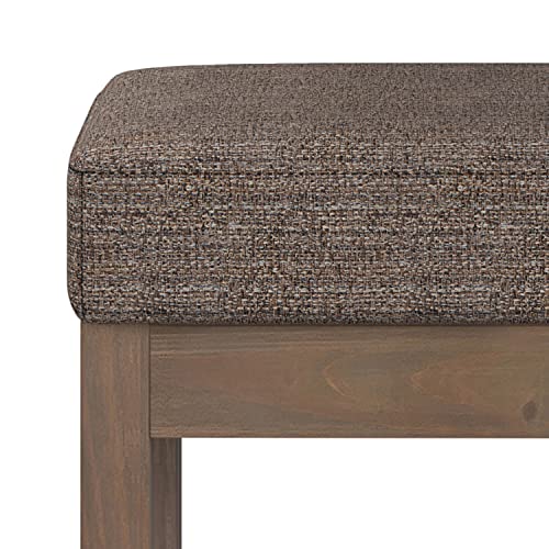 SIMPLIHOME Milltown 27" Wide Tweed Rectangle Ottoman in Mink Brown | Contemporary upholstered ottoman with a cushioned seat, perfect for bedroom seating; footstool, footrest or bench. - color: Mink Brown, style: Small Ottoman Bench