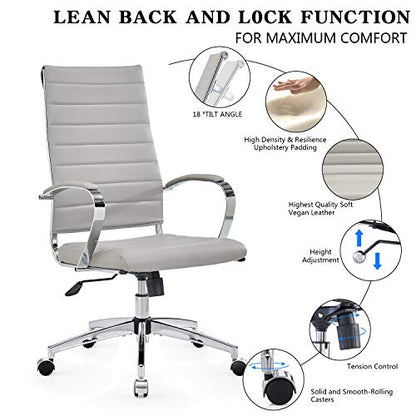 lux Modern Desk Chairs with Wheels and arms Ergo Chairs high Back Chair Computer Leather Modern Chair Leather Office Executive Chair (4020-gray) - color: 4020-gray