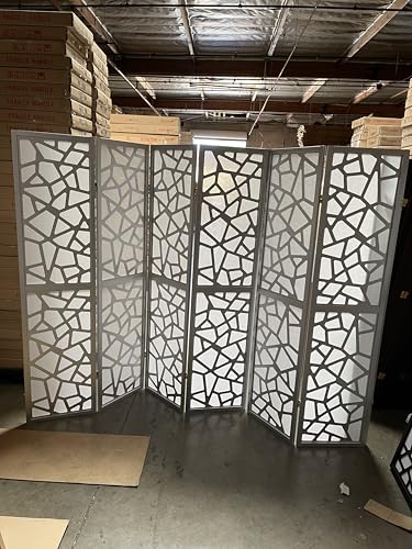 Mosaic Breeze Room Divider, 3-8 Panel (Silver, 6 Panel) - color: Silver, size: 6 Panel