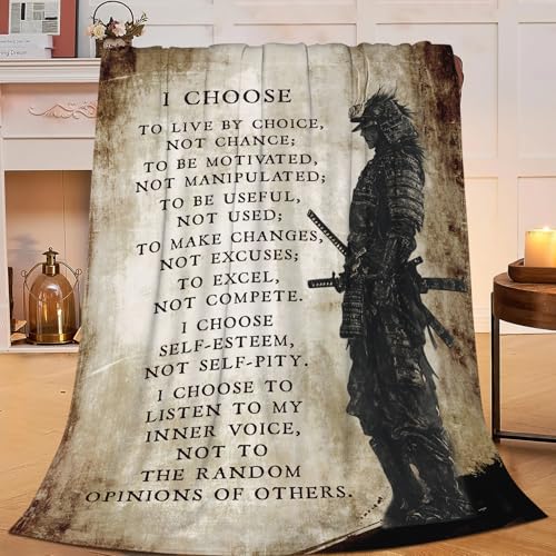 Japanese Samurai Blanket Japan Warrior Decor I Choose Throw Blanket Gifts for Girls Boys Super Warm Soft Plush Lightweight Fleece Flannel Bedding Blankets for Kids Adults Women Men 50"X40" - color: I Choose Japanese Samura, size: 40"x50"