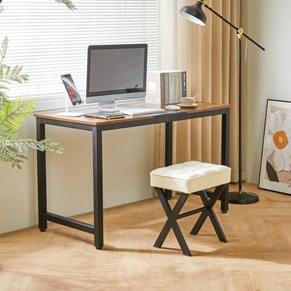 IBUYKE Square Makeup Stool with X-Leg, PU Vanity Chair, White LG-71W | Footrest Ottoman Seat Multi-Use Small Side Table Bedroom Living Room - color: White, size: 17.72"-Leather