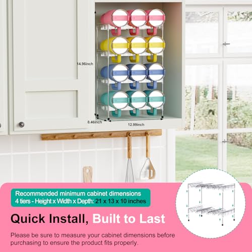 Reusable Stackable with Handle Compartment Water Bottle Tumbler Organizer for Stanley 40oz with Handle Cup, Stanley Accessories for Pantry, Cabinet & Kitchen Organization and Storage,4 Tier Hold 12 - size: 12-Bottle