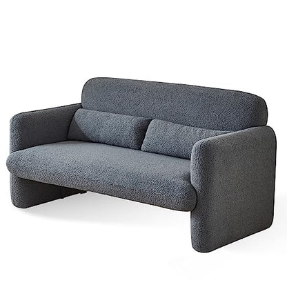Loveseat Sofa, 59" W 2-Seater Lamb Fabric Couch, Solid and Easy to Install, Modern Upholstered Couch for Bedroom, Apartment, Living Room - color: Dark Gray, size: 30.31"D x 59.06"W x 31.5"H