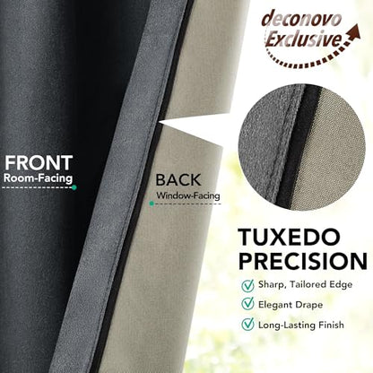 Deconovo Total Blackout Velvet Curtains 108 Inch for Bedroom & Living Room, Thermal Insulated Light Blocking Drapes with Hidden Tabs & Back Loops, Tiebacks Included, 50 x 108 Inch, Grey, 2 Panels - color: Velvet Total Blackout - Grey, size: 50"W x 108"L (