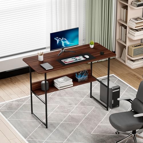 Computer Desk,Home Office Writing Study Desk with Storage Shelf Makeup Dressing Table Simple Study Desk for Home Office Bedroom 47 Inch