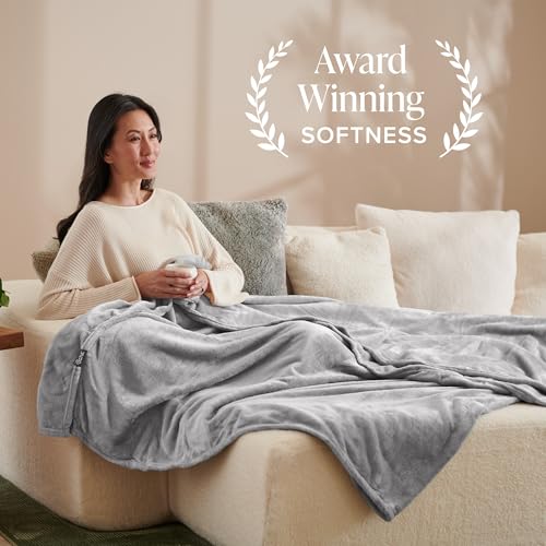 Bare Home Fleece Blanket Luxury Microplush (Full/Queen, Light Grey) | Ultra-Soft Lightweight Blanket for Bed, Sofa, and Couch, Cozy & Warm Blanket - color: 03 - Light Grey, size: Full/Queen