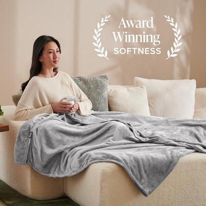 Bare Home Fleece Blanket Luxury Microplush (Full/Queen, Light Grey) | Ultra-Soft Lightweight Blanket for Bed, Sofa, and Couch, Cozy & Warm Blanket - color: 03 - Light Grey, size: Full/Queen