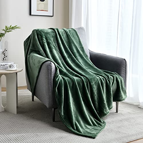 Flannel Fleece Blanket Throw Size, Olive Green, 50x60 inches | All Season Super Soft Cozy Blanket for Bed or Couch - color: Olive Green, size: 50"×60"