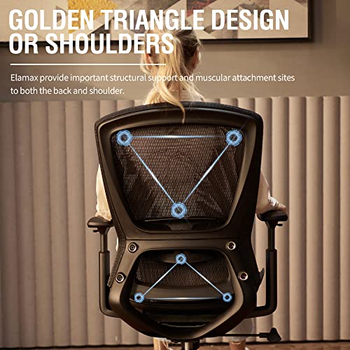 Ergonomic Mesh Office Chair,Comfy Computer Desk Chair - BIFMA 5.1 Certified Commercial Swivel Task Chair for Home Office - Adjustable Lumbar Support & Armrests,Tilt Function,Wide Seat (Black) - color: Black