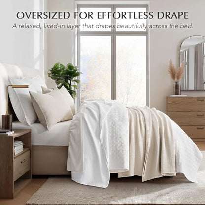 100% Cotton Waffle Coverlet Set, King Size, Birch | Soft Premium Waffle Weave Cotton Bed Blanket, Lightweight Oversized Bedspread, All Season 3-Piece Bedding Set with 2 Shams - color: Birch, size: King/Cal King (108" X 96")
