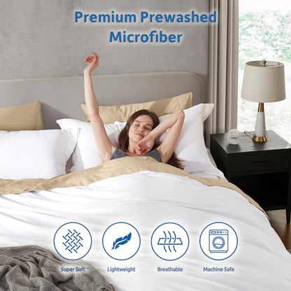 Hearth & Harbor Twin Duvet Cover Set - 2 Piece Soft Prewashed Bedding Set Twin/Twin XL - Includes 1 Duvet Cover 68x90 inches with Zipper Closure and 1 Pillow Sham, White, Comforter Not Included | 2 Piece Bedding Set, Ultra Soft & Breathable, Easy Care, Co