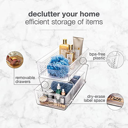 madesmart Premium Two Tier Organizer, Clear | pull out bins, adjustable dividers, tiered access, cleaning supplies, under sink use, pantry bottles, woman owned - color: Clear, size: 1-Pack