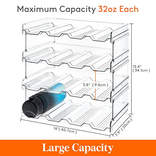 Lifewit Stackable Water Bottle Organizer for Cabinet, Plastic Bottle Holder Fits Bottles/Tumblers up to 3.8" Diameter for Pantry/Countertop, 4 Tier Holds 16 Bottles 41 x 20 x 34 cm/16 x 8 x 13.4 - size: 4 Tier-16 Bottle