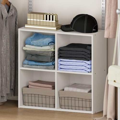 Furinno Reed 4-Cube Closet Organizers and Storage, White | Closet Storage, Closet Organizer for Bedroom, Study Room, Hallway - color: White, size: 4-Cube
