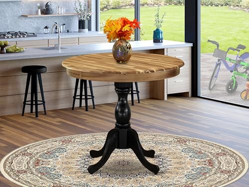 East West Furniture AMT-ANB-TP Antique Modern Dining Table - a Round Kitchen Table Top with Pedestal Base, 36x36 Inch, Multi-Color - color: Amt-anb-tp