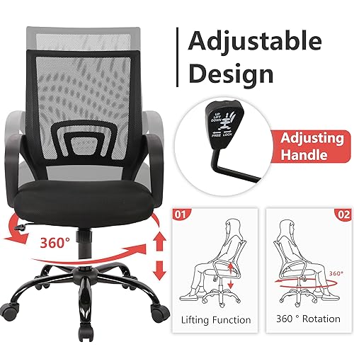 PayLessHere Office Computer Chair Ergonomic Cheap Desk Chair Adjustable Comfortable Mid Back Task Rolling Swivel with Lumbar Support for Home Office (Pack of 2, Black) - color: Black, style: pack of 2