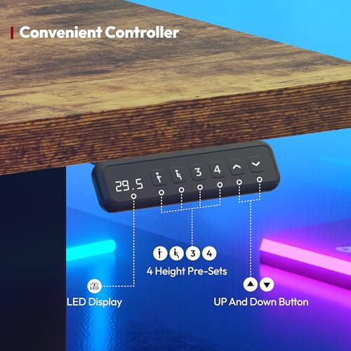 SANODESK 71x63 Reversible L-Shaped Electric Standing Corner Computer Desk | 28.3"-45.9" Adjustable Height, 4 Presets, 3-Leg Holds 220 Lbs, Spacious Top For Multi-Monitors, 2-Box Ship, Rustic Brown