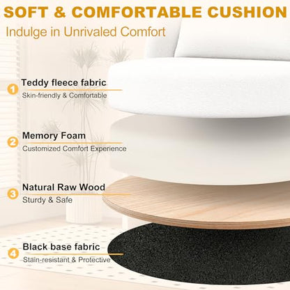 Misolant Vanity Chair with Back, Armless Cute Office Chair with Wheels for Girls, Teddy Fleece Fabric Small Desk Chairs with Adjustable Height, Lumbar Support Pillow, 360°Swivel for Makeup Room, Black - color: Black